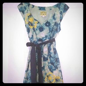 Floreat Anthropologie Women's Floral Yellow Sequin